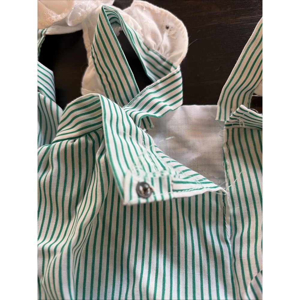 1980's CPK VTG Identical Twins Pack Green Striped Sunsuit Rompers Preemie Set 2 - Picture 8 of 10